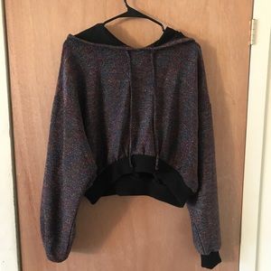 glitter cropped hoodie